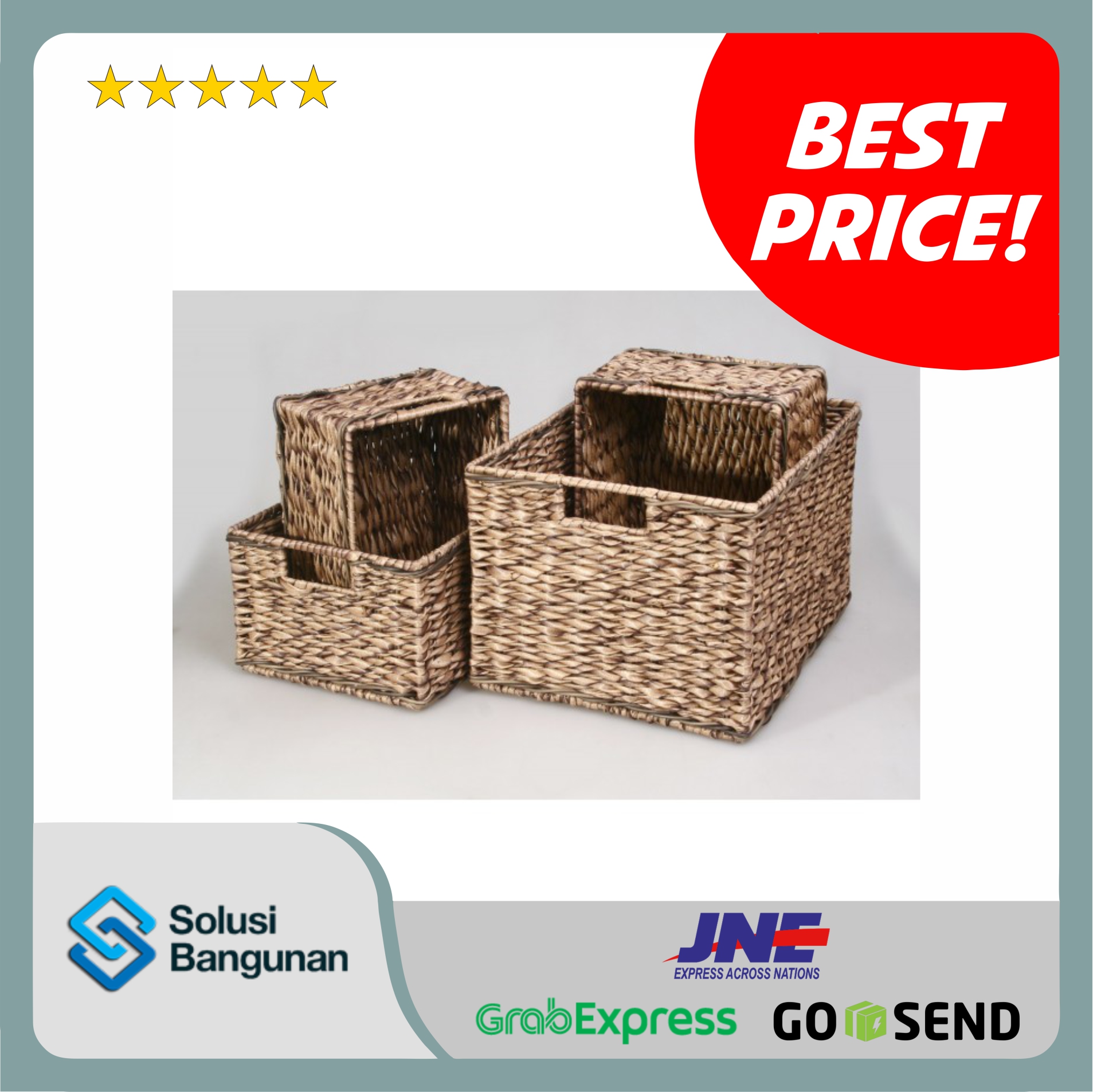 H017A5 - HC Brown Oak Rectangle Storage Basket