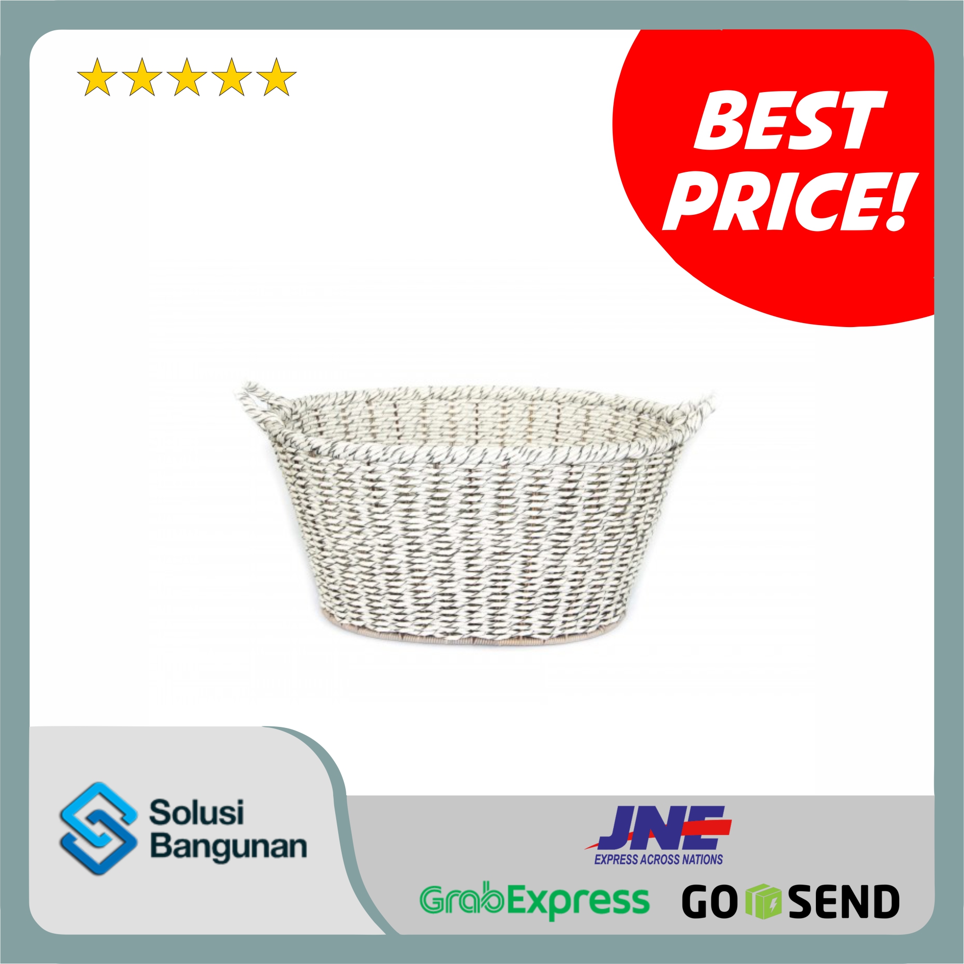 H398A5 - Hospitality Water Hyacinth Laundry Basket Off White